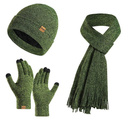 Bonnet, écharpe et gants en peluche - Vert - Ajustable (du 54 au 59) | La boutique du chapeau