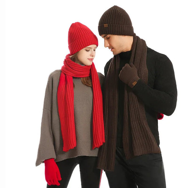 Bonnet écharpe et gants pour homme - Rouge - Ajustable (du 54 au 59) | La boutique du chapeau