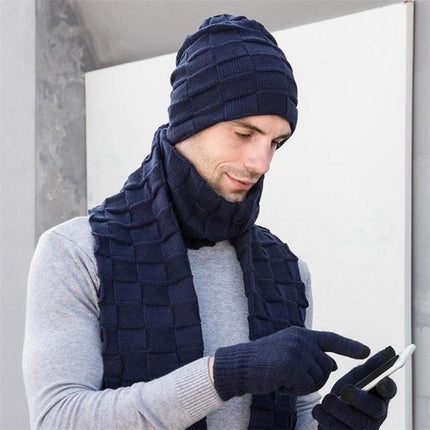 Bonnet écharpe et gants tactiles - Bleu - Adulte | La boutique du chapeau