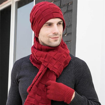 Bonnet écharpe et gants tactiles - Rouge - Adulte | La boutique du chapeau