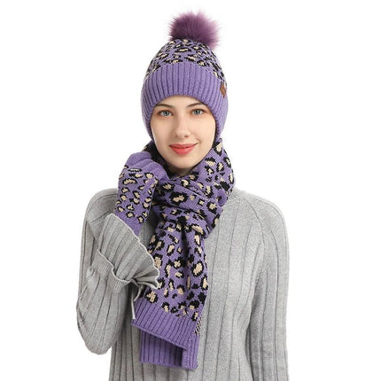Bonnet écharpe et gants tactiles avec doublure en polaire - Violet - Ajustable (du 54 au 59) | La boutique du chapeau