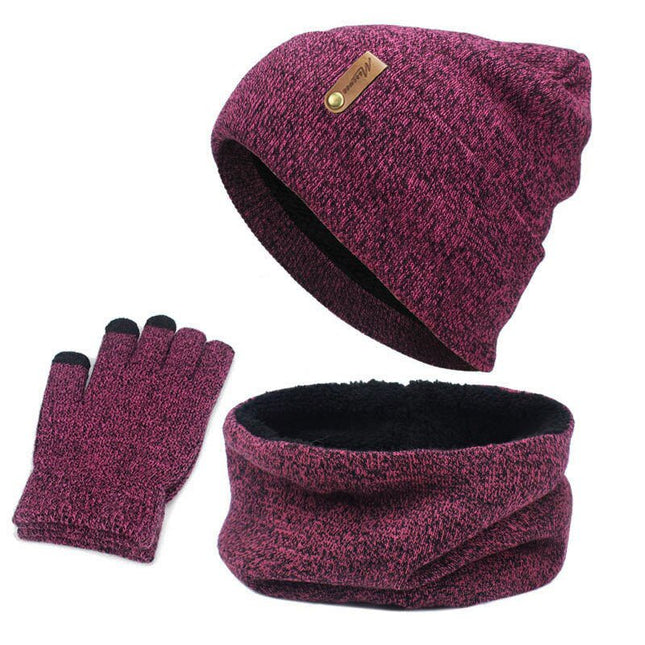 Bonnet écharpe gants en coton - Violet - Adulte | La boutique du chapeau
