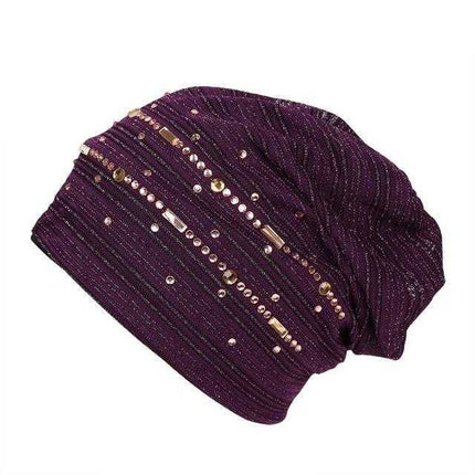 Bonnet Élégant en Tricot et Strass - Violet - Adulte | La boutique du chapeau