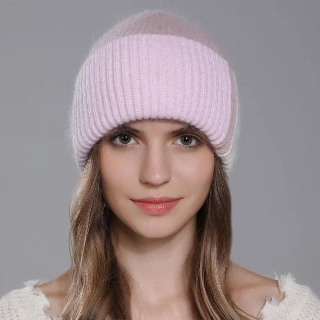Bonnet en angora pour femme : douceur exceptionnelle - Bleu/gris - Ajustable (du 54 au 59) | La boutique du chapeau