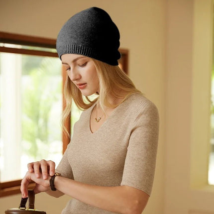 Bonnet en cachemire femme - Gris foncé - Ajustable (du 54 au 59) | La boutique du chapeau