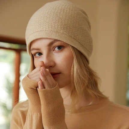 Bonnet en cachemire véritable - Beige - | La boutique du chapeau