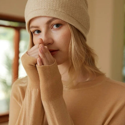Bonnet en cachemire véritable - Rouge - | La boutique du chapeau