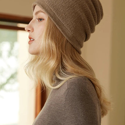Bonnet en cachemire véritable - Taupe - | La boutique du chapeau