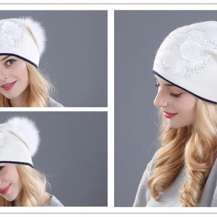 Bonnet en laine avec pompon pour femme : look hivernal tendance - Gris 2 - Ajustable (du 54 au 59) | La boutique du chapeau