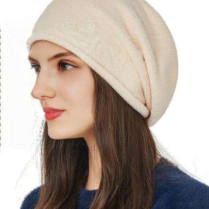 Bonnet en laine avec sertissage pour femme - Beige - Ajustable (du 54 au 59) | La boutique du chapeau