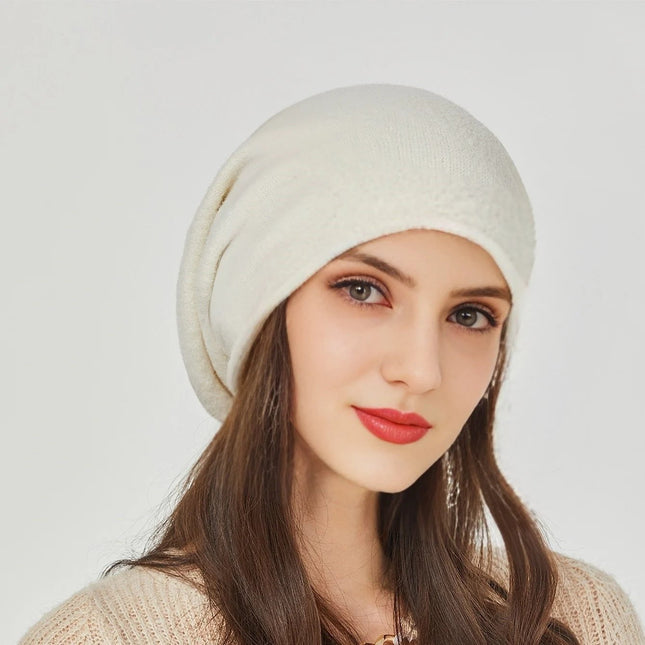 Bonnet en laine avec sertissage pour femme - Blanc - Ajustable (du 54 au 59) | La boutique du chapeau