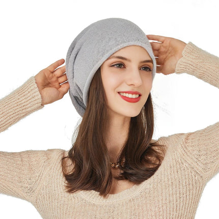 Bonnet en laine avec sertissage pour femme - Gris - Ajustable (du 54 au 59) | La boutique du chapeau