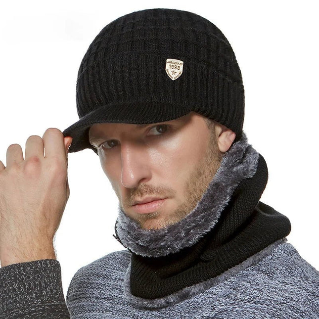 Bonnet en laine avec visière - casquette seule Noire - Ajustable (du 54 au 59) | La boutique du chapeau