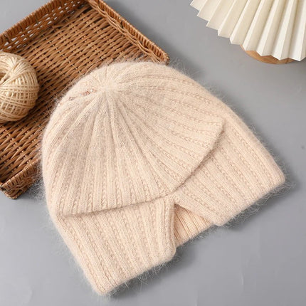 Bonnet en laine et angora - Beige - Ajustable (du 54 au 59) | La boutique du chapeau