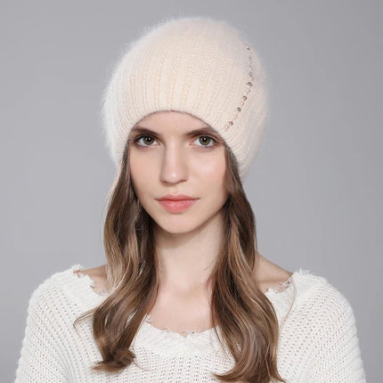 Bonnet en laine et angora - Beige - Ajustable (du 54 au 59) | La boutique du chapeau
