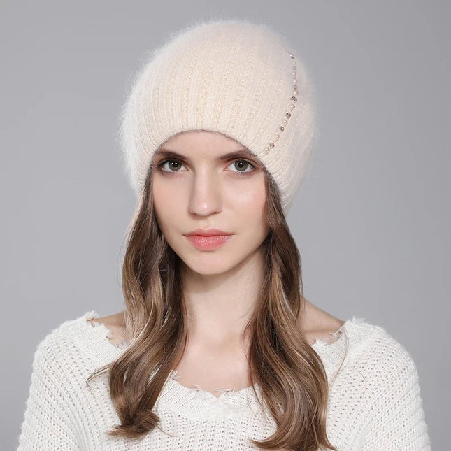 Bonnet en laine et angora - Beige - Ajustable (du 54 au 59) | La boutique du chapeau