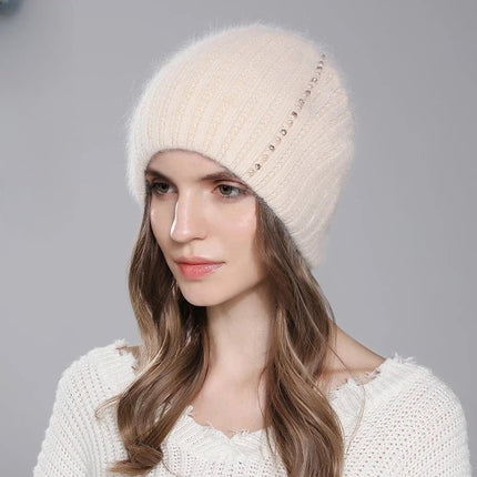 Bonnet en laine et angora - Blanc - Ajustable (du 54 au 59) | La boutique du chapeau