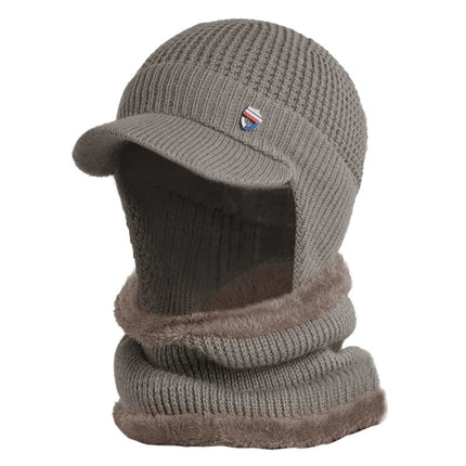 Bonnet en laine et cache cou - Kaki - Ajustable (du 54 au 59) | La boutique du chapeau