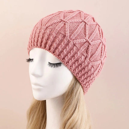 Bonnet en tricot torsadé pour femme : style classique et chic - Rose - Ajustable (du 54 au 59) | La boutique du chapeau