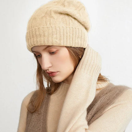 Bonnet épais en cachemire - Beige - Ajustable (du 54 au 59) | La boutique du chapeau