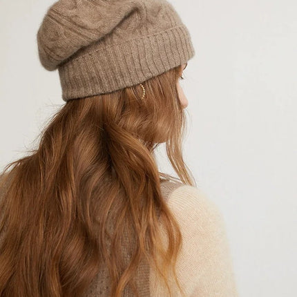 Bonnet épais en cachemire - Beige - Ajustable (du 54 au 59) | La boutique du chapeau