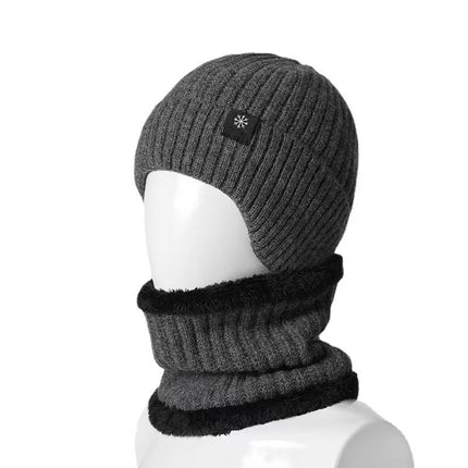 Bonnet et cache - cou doublé - Bonnet gris - Ajustable (du 54 au 59) | La boutique du chapeau