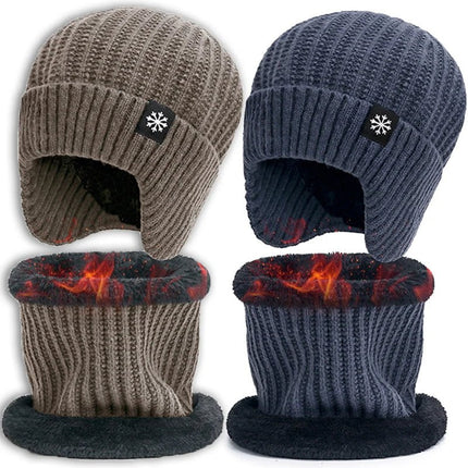 Bonnet et cache - cou doublé - Ensemble bleu - Ajustable (du 54 au 59) | La boutique du chapeau