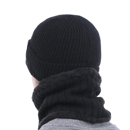 Bonnet et cache - cou en laine pour homme - Ensemble noir - Ajustable (du 54 au 59) | La boutique du chapeau