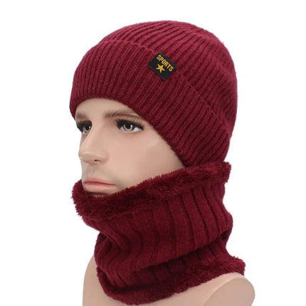Bonnet et cache - cou en laine pour homme - Ensemble bordeau - Ajustable (du 54 au 59) | La boutique du chapeau