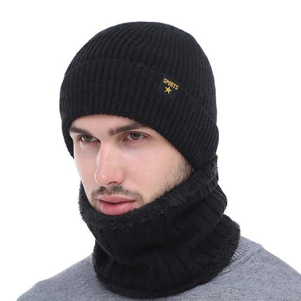 Bonnet et cache - cou en laine pour homme - Bonnet noir - Ajustable (du 54 au 59) | La boutique du chapeau