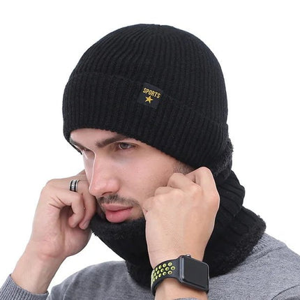 Bonnet et cache - cou en laine pour homme - Bonnet noir - Ajustable (du 54 au 59) | La boutique du chapeau