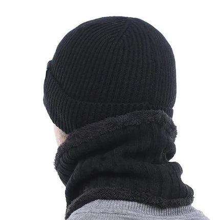 Bonnet et cache - cou en laine pour homme - Bonnet noir - Ajustable (du 54 au 59) | La boutique du chapeau
