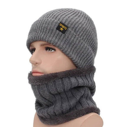 Bonnet et cache - cou en laine pour homme - Ensemble gris - Ajustable (du 54 au 59) | La boutique du chapeau