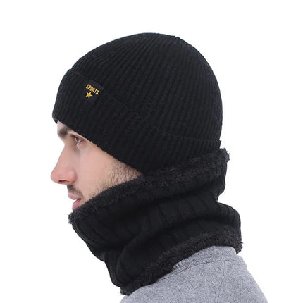 Bonnet et cache - cou en laine pour homme - Bonnet noir - Ajustable (du 54 au 59) | La boutique du chapeau