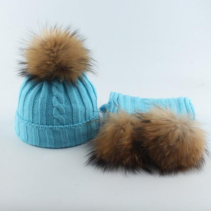 Bonnet et écharpe enfant - Bleu - Enfant | La boutique du chapeau