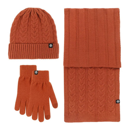 Bonnet et écharpe et gants d'hiver pour femme - Orange - Ajustable (du 54 au 59) | La boutique du chapeau