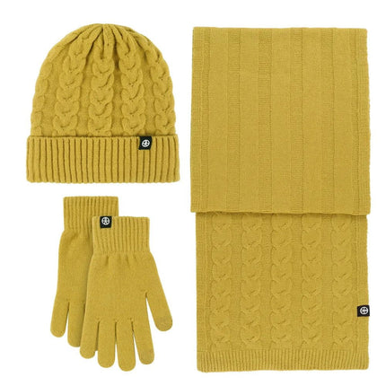 Bonnet et écharpe et gants d'hiver pour femme - Jaune - Ajustable (du 54 au 59) | La boutique du chapeau