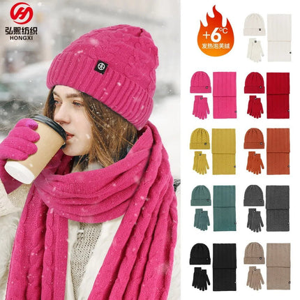 Bonnet et écharpe et gants d'hiver pour femme - Rose - Ajustable (du 54 au 59) | La boutique du chapeau