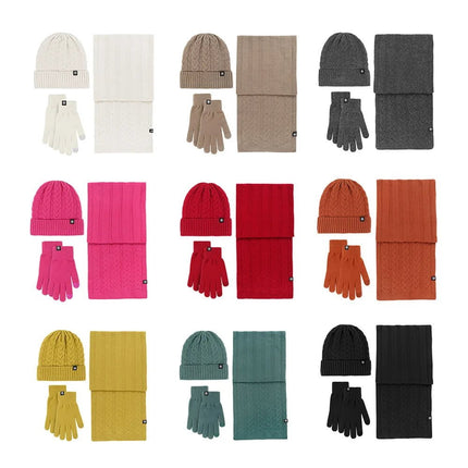 Bonnet et écharpe et gants d'hiver pour femme - Rose - Ajustable (du 54 au 59) | La boutique du chapeau