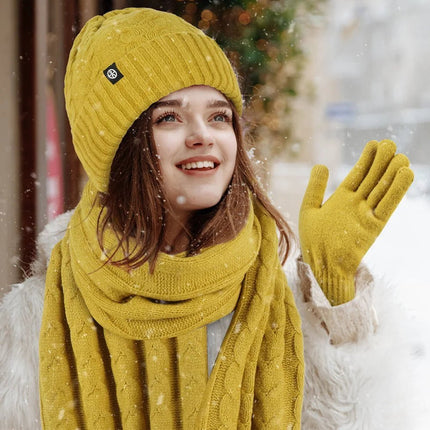 Bonnet et écharpe et gants d'hiver pour femme - Rose - Ajustable (du 54 au 59) | La boutique du chapeau