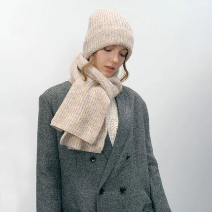 Bonnet et écharpe Tricotés - Beige - | La boutique du chapeau