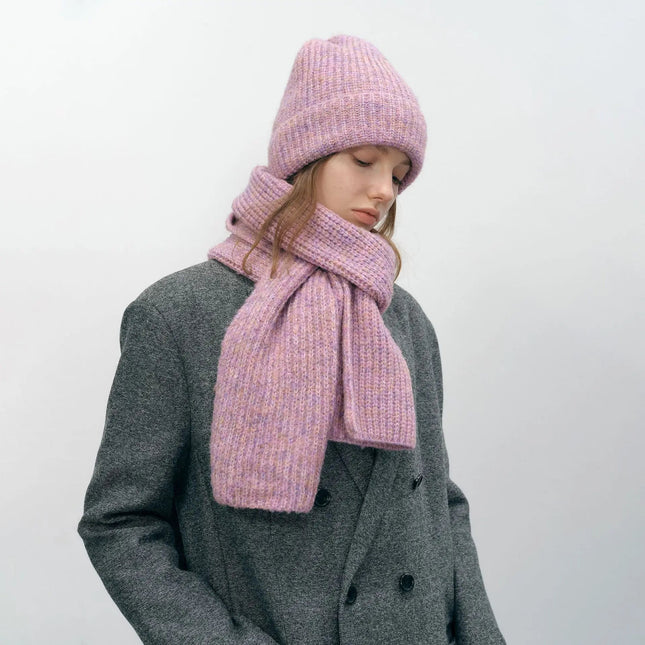 Bonnet et écharpe Tricotés - Rose - | La boutique du chapeau