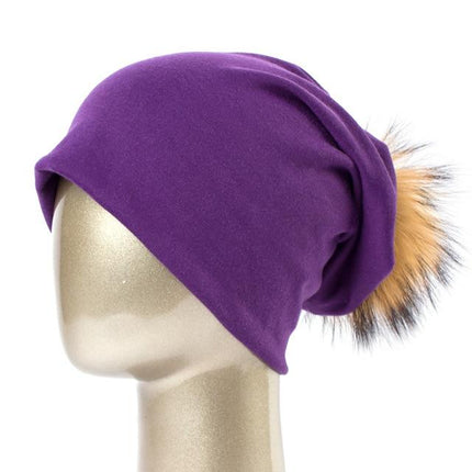 Bonnet et pompon multi - couleur - Violet A - Adulte | La boutique du chapeau