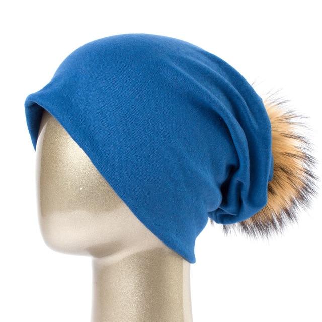 Bonnet et pompon multi - couleur - Bleu A - Adulte | La boutique du chapeau
