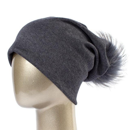 Bonnet et pompon multi - couleur - Gris foncé B - Adulte | La boutique du chapeau