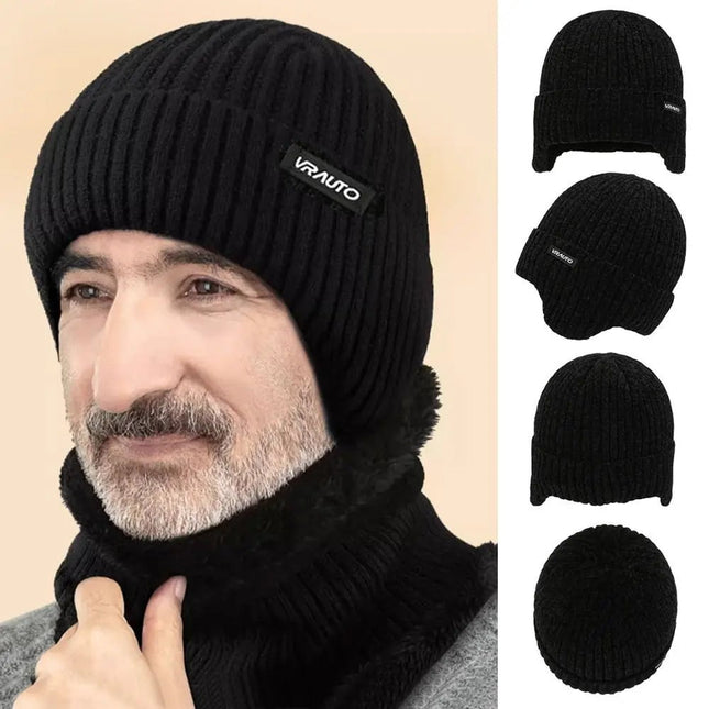 Bonnet et protége cou doublé polaire - Noir - Ajustable (du 54 au 59) | La boutique du chapeau