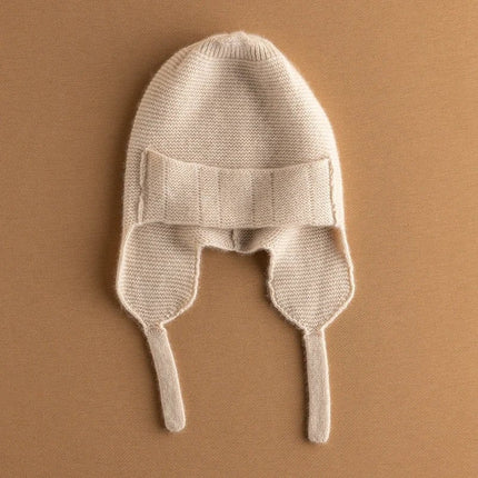 Bonnet femme cache - oreilles en cachemire - Beige - Ajustable (du 54 au 59) | La boutique du chapeau