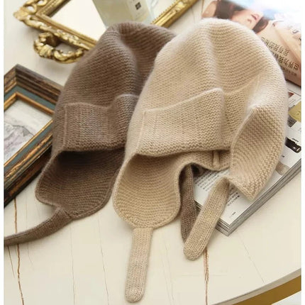 Bonnet femme cache - oreilles en cachemire - Kaki - Ajustable (du 54 au 59) | La boutique du chapeau