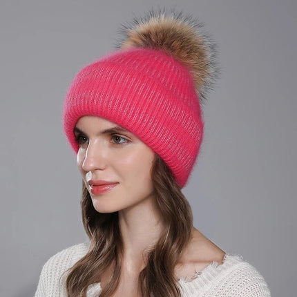 Bonnet femme chaud en angora - Blanc - Ajustable (du 54 au 59) | La boutique du chapeau