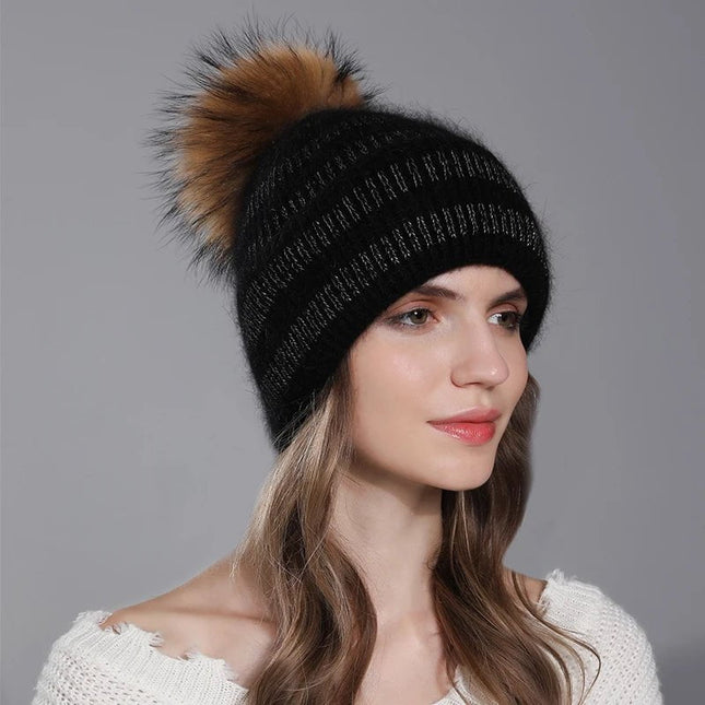 Bonnet femme chaud en angora - Blanc - Ajustable (du 54 au 59) | La boutique du chapeau